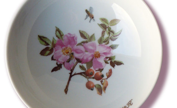 Heckenrose und Bienen Monogramm