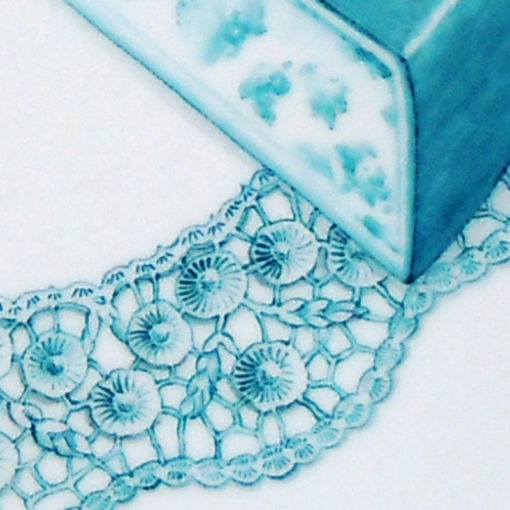 Detailansicht Tortenplatte mit blauen Tortenstücken