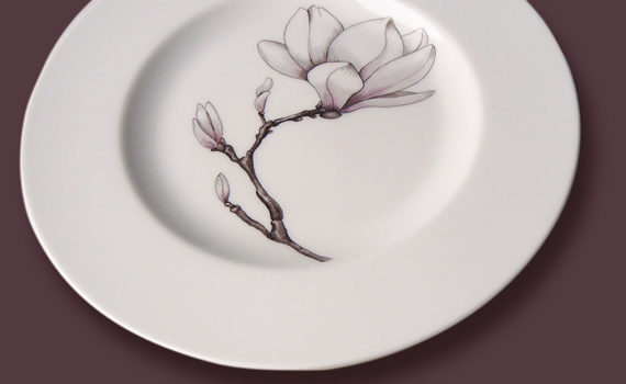 Magnolie als Porzellamalerei