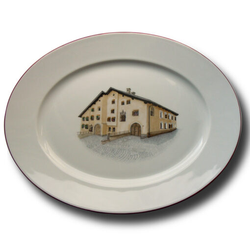 Haus auf ovaler Platte