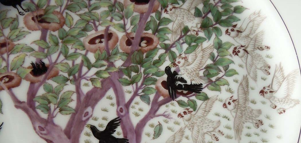 Persische Buchmalerei Eulen und Krähen