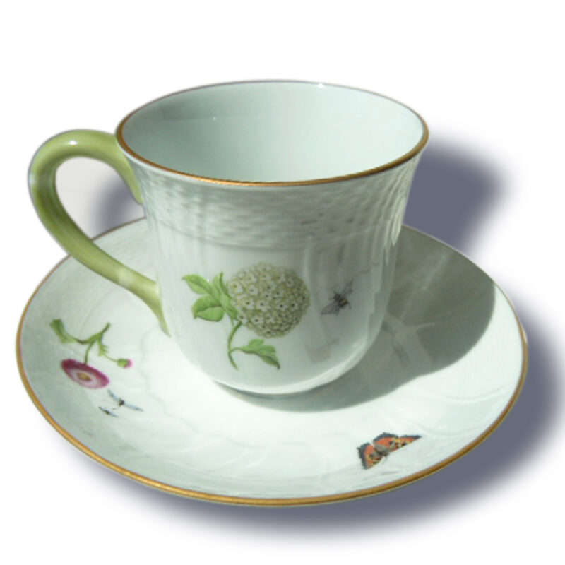 Blumen und Insekten auf Kaffeetasse Rückseite